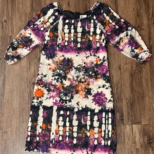 Beige By ECI Dress Tunic 3/4 Sleeve Womens Size 4 Multicolored, Floral